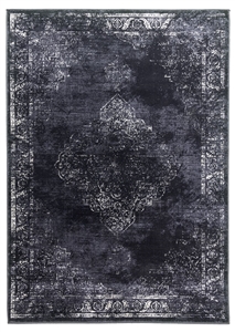 Charcoal Grey Distressed Rug - Vintage Classic