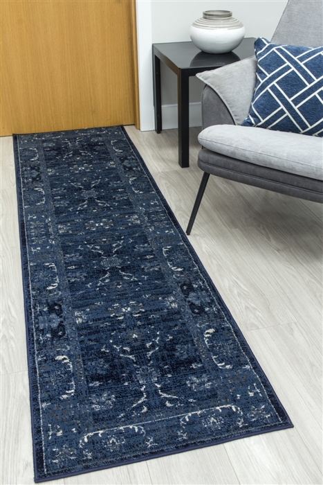 vintage timeless navy runner rug