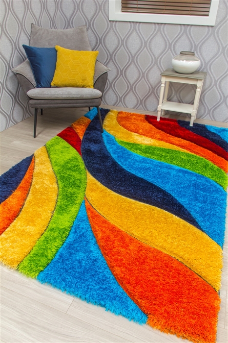 Multicolour 3D Shaggy Rug - Doodle Jigsaw