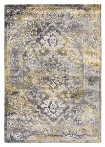 Antika Medallion Distressed Rug - Yellow