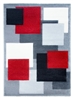 Red Grey Modern Squares Geometric Rug - Tempo