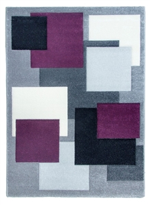 Purple Grey Modern Squares Geometric Rug - Tempo