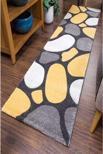 Pebbles Runner Rug Yellow Gray