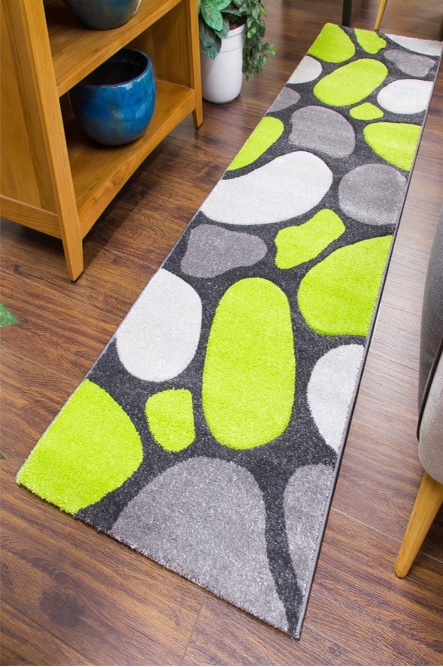 Pebbles Runner Rug Green Gray