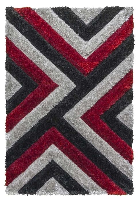 luxus-cascade-shaggy-rug-grey-red