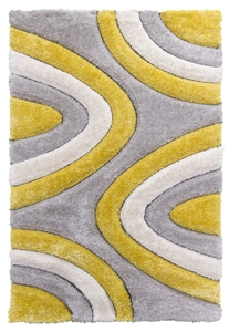 luxus-ripple-shaggy-rug-yellow-grey-cream