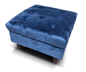 mason footstool velvet - Navy Blue