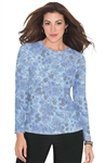 Koi Stretch Presley Top- Flower Burnout Ceil Blue #1061PR - FTC