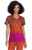 #1096PLM Meena Ombre Floral 1-Pocket V-Neck Print Top