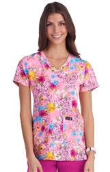 #384PR-TWC Koi Basic Leslie "Twilight Camellia" Print Top