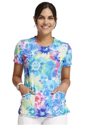 Cherokee Infinity Round Neck Top "Tie Dye Burst" CK609 TDBR