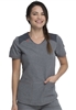 Dickies Dynamix Rounded V-neck Top in Heather Pewter DK621 HTPT