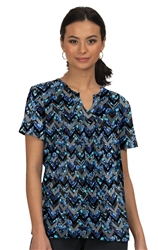 koi Next Gen Rest Less Chevron Floral Blues Top #1012PR CFB