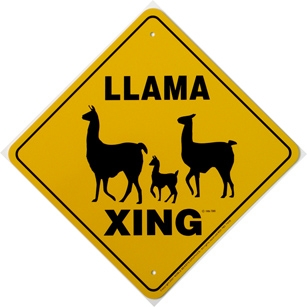 Llama Crossing Signs - 12"