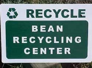 Bean Recycling Center Sign