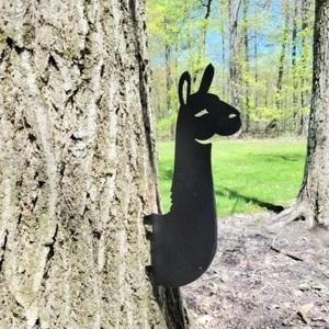 Llama Head Metal Tree Stake