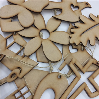 Mix of 12 Natural Ornaments/Hang Tags