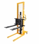 Manual Lift Straddle Stacker 1100lbs Cap. 63" Lift Height - SDJAS500 Adjustable Legs