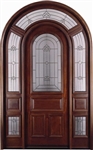 Arch Top w/ Surround Mahogany 1/2 Lite Solid Wood Entry Door