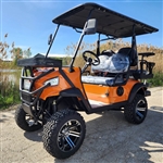 48V Electric Golf Cart 4 Seater Lifted Renegade+ Custom Paint Edition Utility Golf UTV Compare To Coleman Kandi 4p - Orange