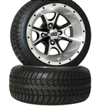 4 Brand New 205x30-12 Ultra GT on 12x7 4/4 SS108 Alloy 8 Spoke MF Golf Cart Wheels
