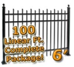 100 ft Complete Staggered Pickets Residential Aluminum Fence 6' High Fencing Package