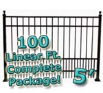 100 ft Complete Puppy Panel Residential Aluminum Fence 5' High Fencing Package