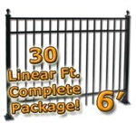 30 ft Complete Elegant Residential Aluminum Fence 6' High Fencing Package