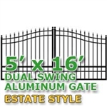 5' x 16' Residential Dual Aluminum Estate Style Driveway Gate