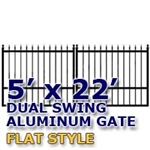 5' x 22' Residential Dual Aluminum Flat Style Driveway Gate