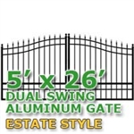 5' x 26' Residential Dual Aluminum Estate Style Driveway Gate