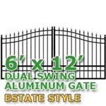 6' x 12' Residential Dual Aluminum Estate Style Driveway Gate