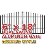 6' x 18' Residential Dual Aluminum Arch Style Driveway Gate