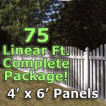 75 ft Complete Solid PVC Vinyl Open Top Arched Picket Fencing Package - 4' x 6' Fence Panels w/ 3" Spacing