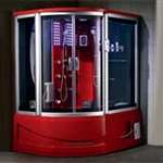 Brand New Elegant Red Jetted Tub and Steam Shower Room - 66.9" x 51.2" x 88.6"