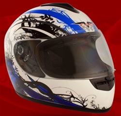 Adult Royal Blue Face Motorcycle Helmet (DOT Approved)