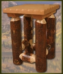 Brand New Bark on Lodge Pole Pine Leg Nightstand