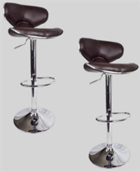 2 Swivel Brown Elegant Leather Modern Adjustable Hydraulic Bar Stools