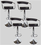 4 Black Swivel Seat Pub Bar Salon Stools Leather