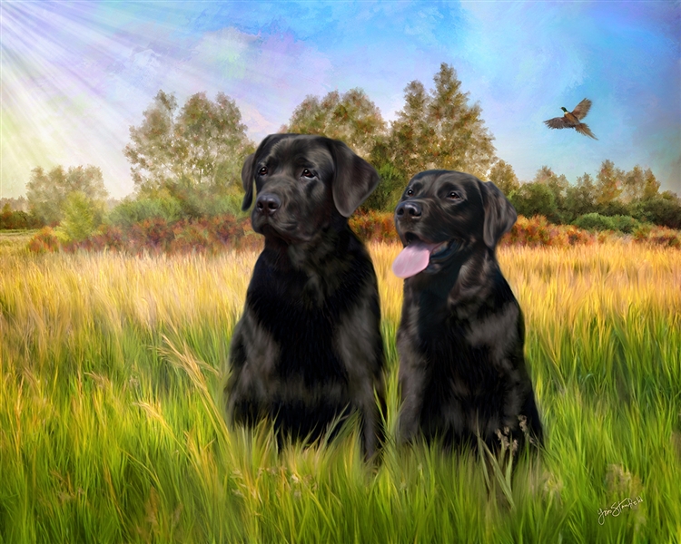 Black Labs - dog by Lois Stanfield