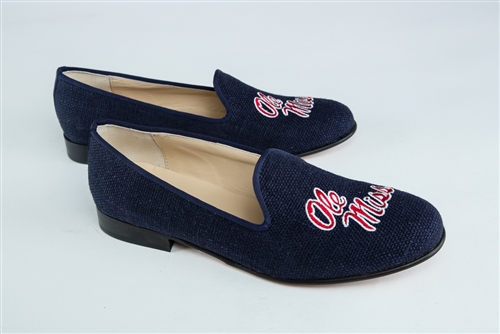 Women's University of Mississippi Blue Linen Loafer "Ole Miss"