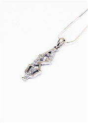 Sterling Silver Vertical Lavaliere with Lab-Created Diamonds