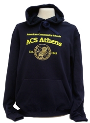 S08_Navy Hooded Sweatshirt with Large ACS Athens Loge and Large Owl