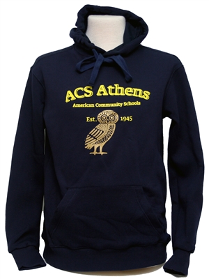 S15_Navy Hooded Sweatshirt with Large ACS Athens Loge and Large Owl