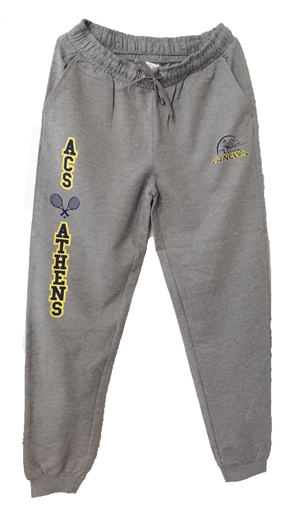 SW04_Grey Sweatpants with small Lancers Logo and ACS Athens Tennis Logo