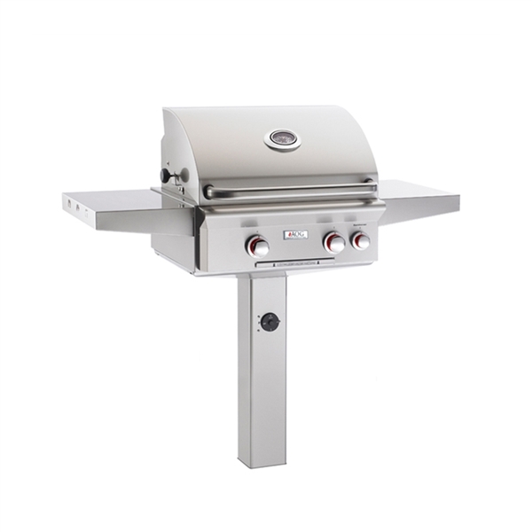 AOG 24-in In-Ground Post Mount Grill "T" Series with Backburner and Rotisserie Kit