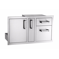 Fire Magic Flush Mounted Door/Drawer Combo With Platter Storage Soft Close, 18-IN x 36-IN