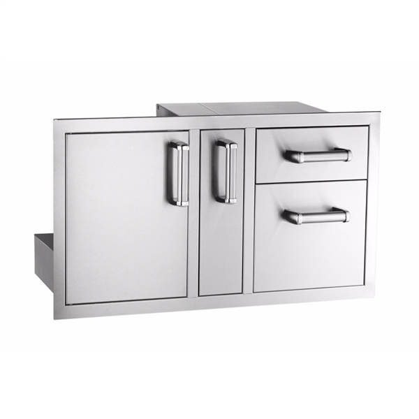 Fire Magic Flush Mounted Door/Drawer Combo With Platter Storage Soft Close, 18-IN x 36-IN