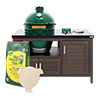 Big Green Egg Large Charcoal Kamado Package with 53" Modern Farmhouse-Style Table