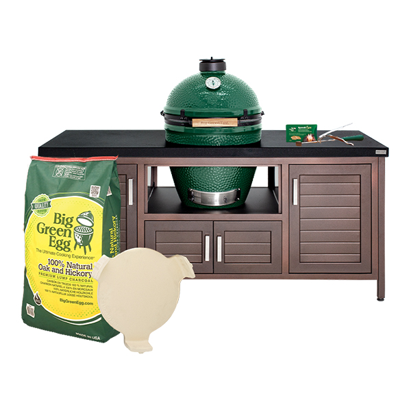 Big Green Egg Large Charcoal Kamado Package with 72" Modern Farmhouse-Style Table